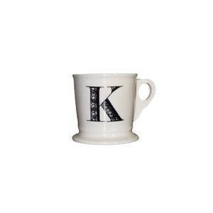 Anthropologie Cream and Black Ceramic Letter K Mug
